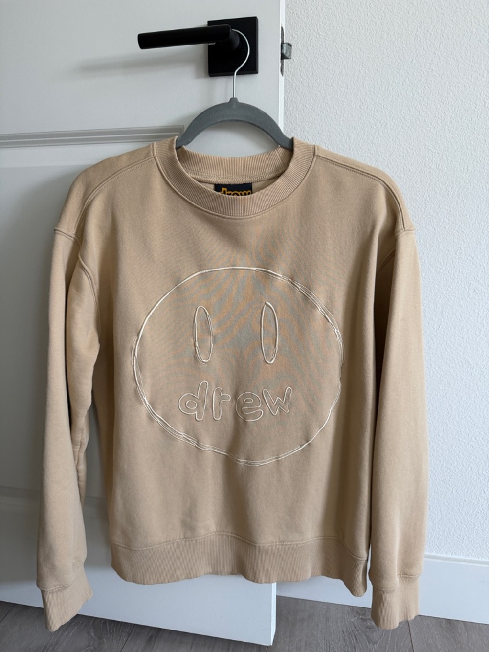 drew house tan embroidered smiley crewneck